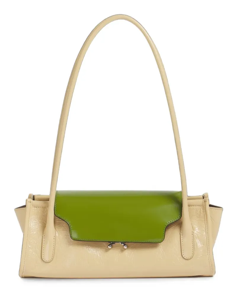 Marni Trunkette Tasche aus Leder in Creme und Grün - Nude Nude