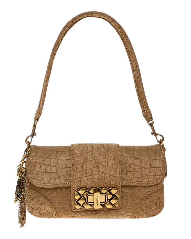Kurt Geiger Marylebone Schultertasche aus Wildleder mit Kroko-Effekt - Braun Braun