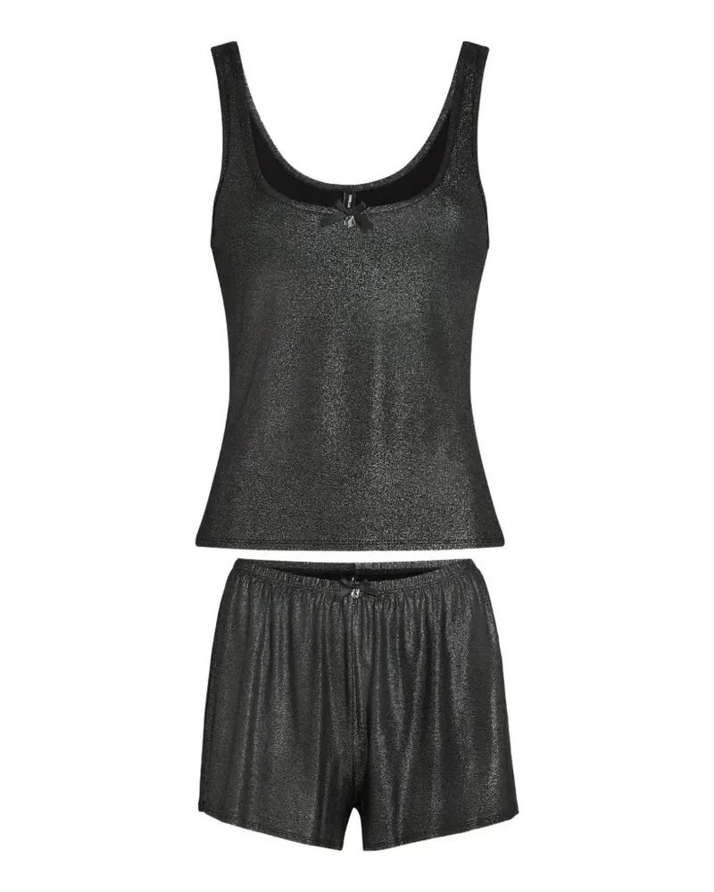 Karl Lagerfeld Ikon Pyjama im Glitter-Look - Schwarz Schwarz