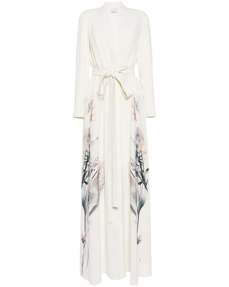 Saiid Kobeisy Kaftankleid mit Blumen-Print - Weiß Weiß