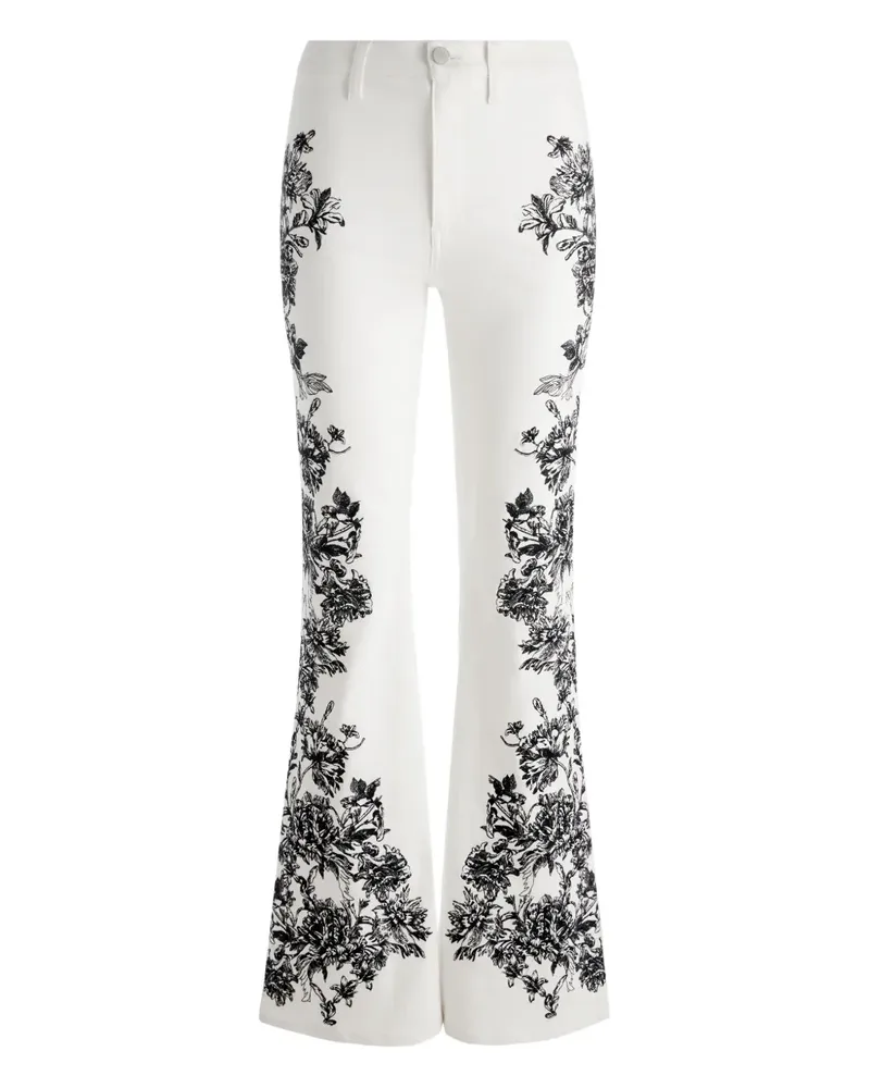 Alice + Olivia Ausgestellte SB Hose mit Blumen-Print - Weiß Weiß