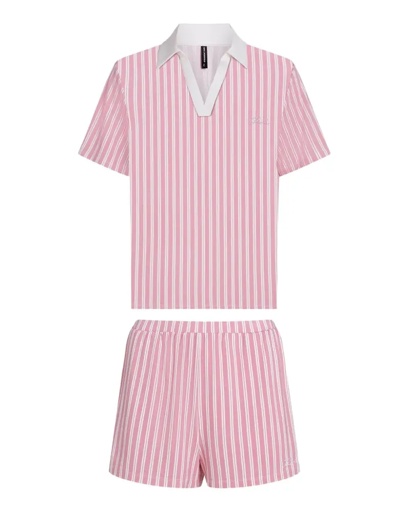 Karl Lagerfeld Pyjama mit Signature Stripe-Print - Rosa Rosa