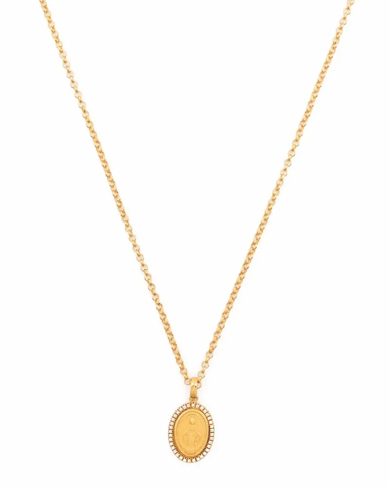 Dolce & Gabbana Halskette mit Kristall-Heiligenanhänger - Gold Gold