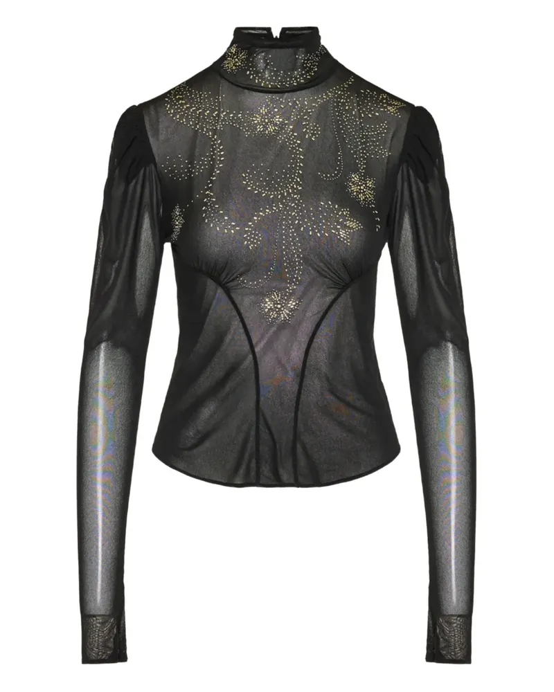 Paco Rabanne beaded long-sleeved top - Schwarz Schwarz