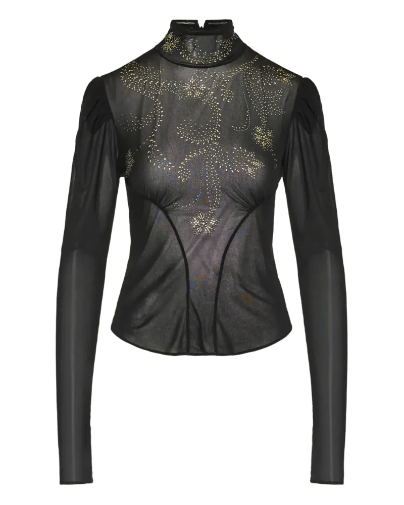 Paco Rabanne beaded long-sleeved top - Schwarz Schwarz