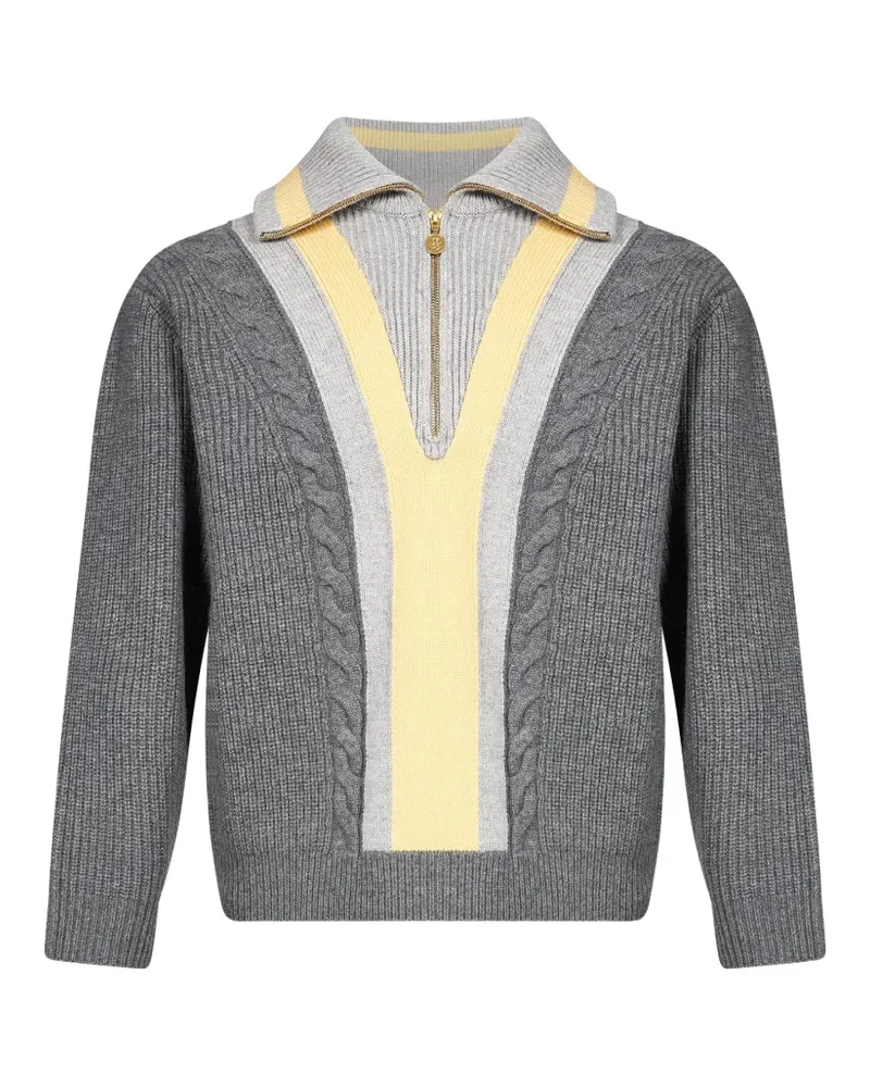 Drôle de Monsieur cable-knit half-zip sweater - Grau Grau