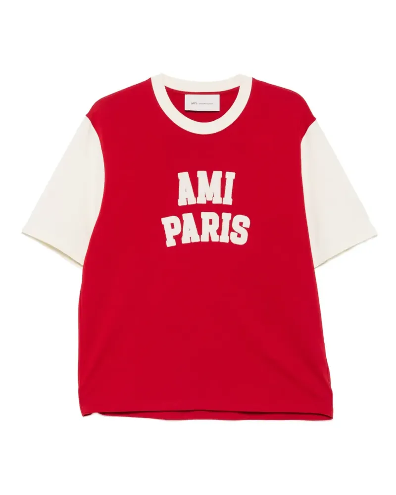 AMI Paris T-Shirt in Colour-Block-Optik - Rot Rot