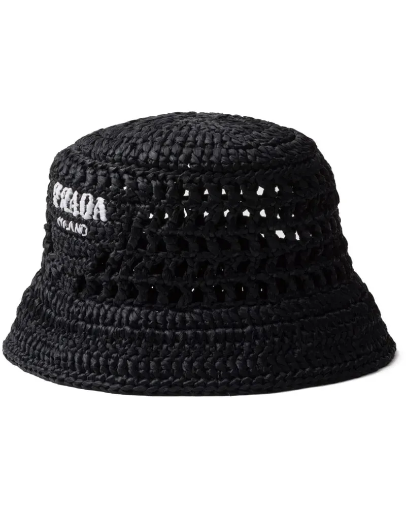 Prada Fischerhut mit Logo - Schwarz Schwarz