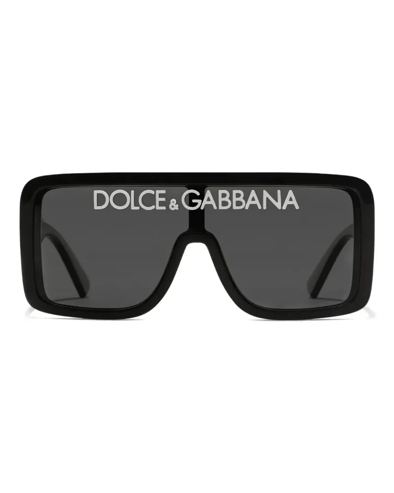 Dolce & Gabbana logo rectangle sunglasses - Schwarz Schwarz