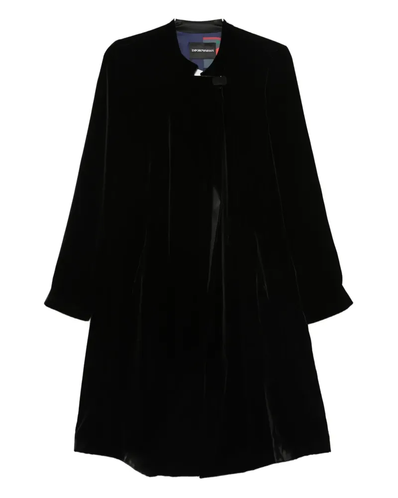 Emporio Armani liquid-velvet buttoned coat - Schwarz Schwarz