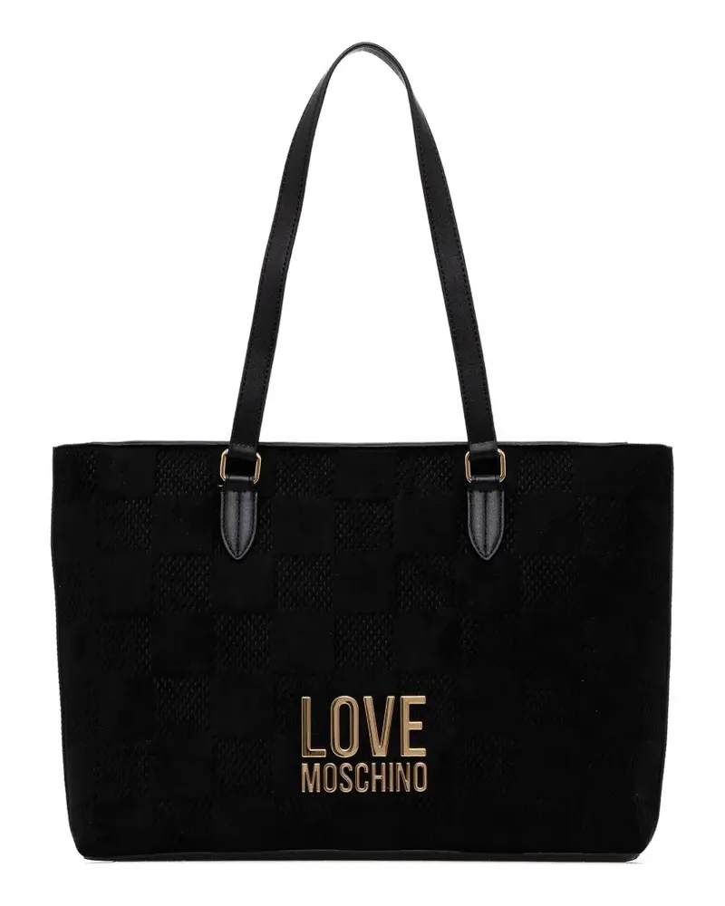 Moschino checked-pattern logo-detail tote bag - Schwarz Schwarz