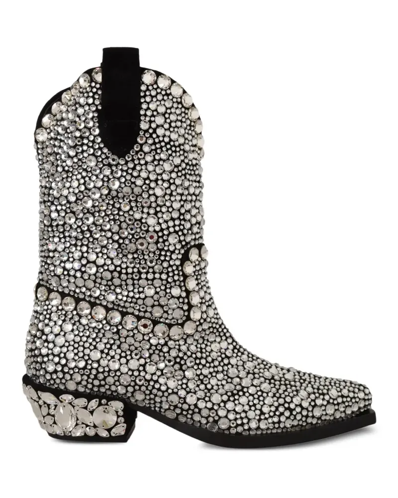 Dolce & Gabbana Cowboystiefel mit Kristallen - Schwarz Schwarz