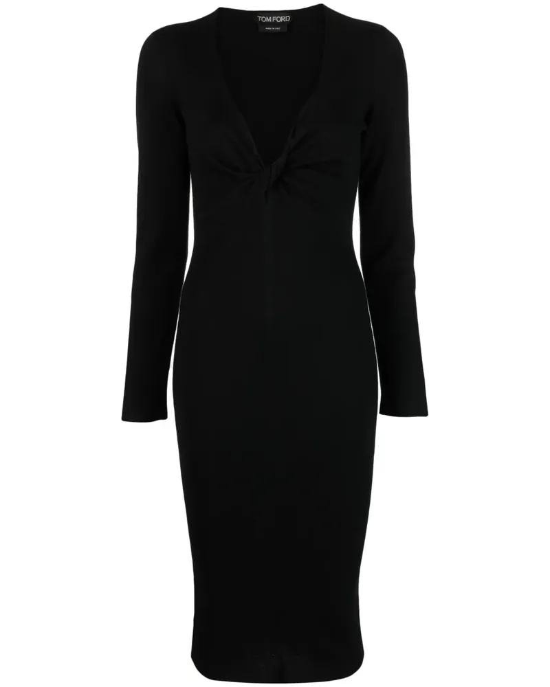 Tom Ford Strickkleid mit V-Ausschnitt - Schwarz Schwarz