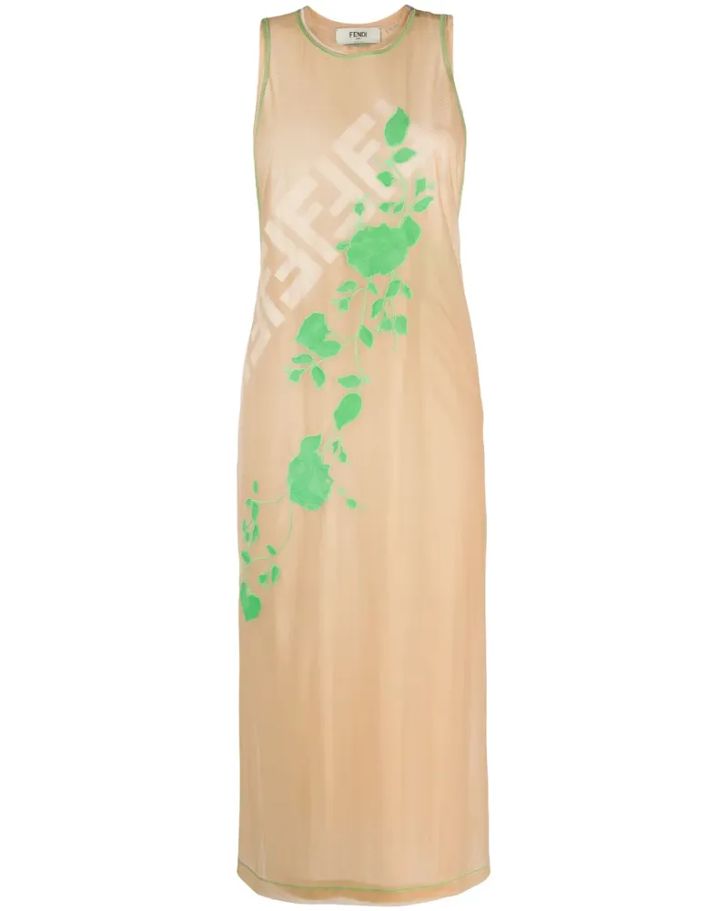 Fendi Ärmelloses Midikleid - Nude Nude