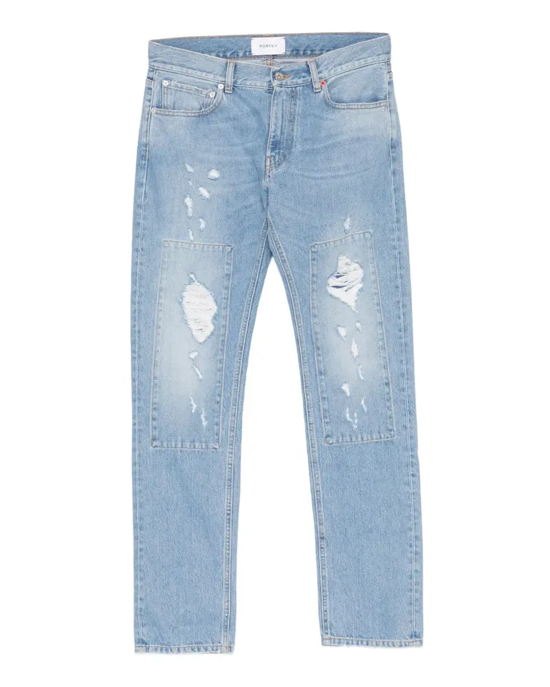 Ports V Straight-Leg-Jeans mit Logo-Patch - Blau Blau