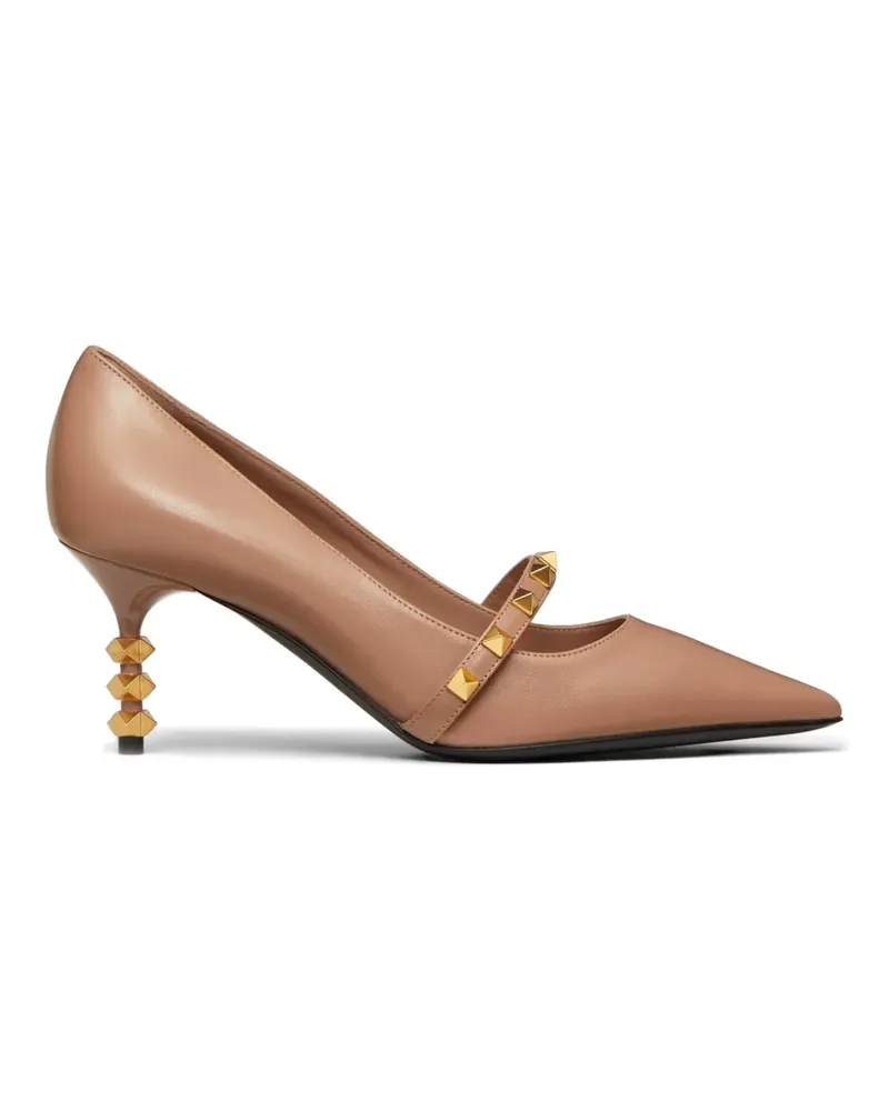 Valentino Garavani Rockstud Pumps mit skulpturalem Absatz aus Ziegenleder 70mm - Nude Nude