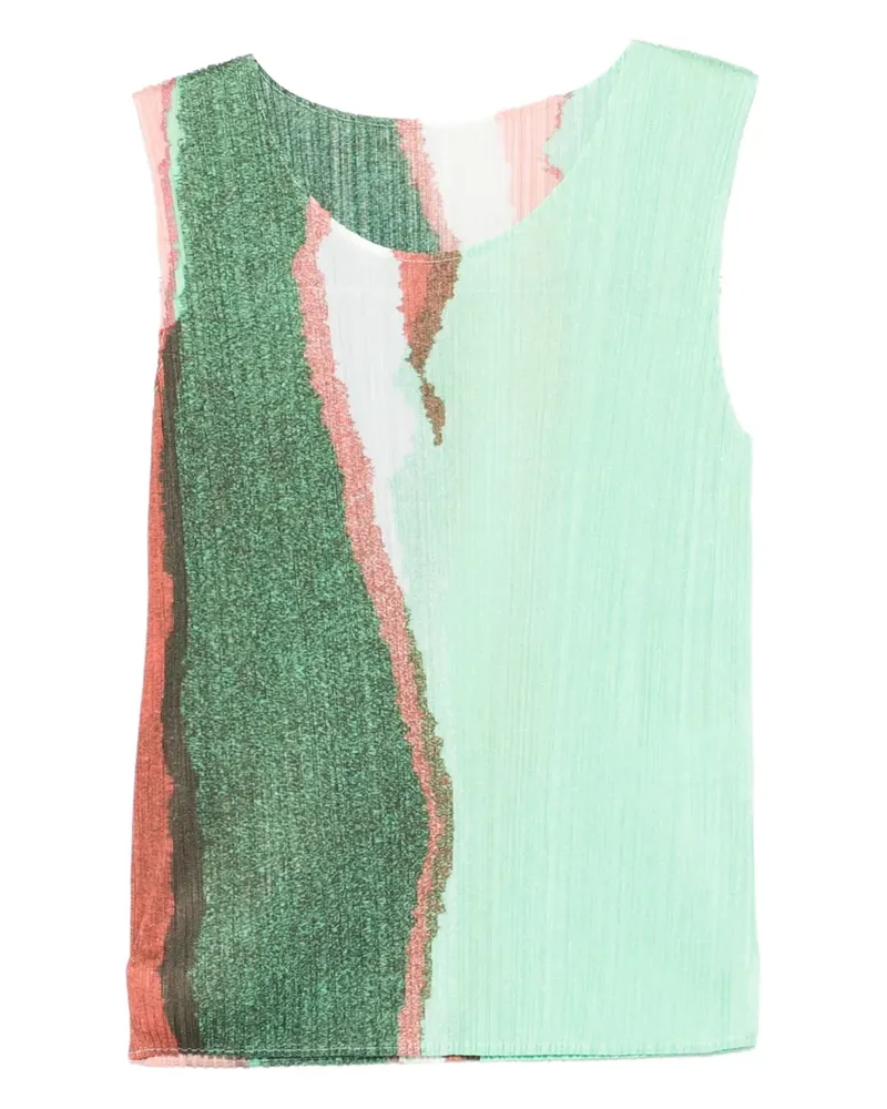 Issey Miyake Top mit abstraktem Print - Grün Grün