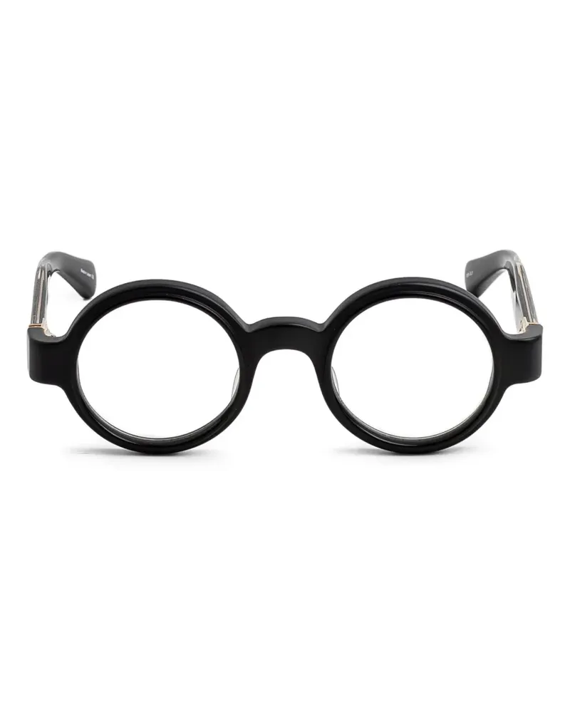 MATSUDA engraved-arm round-frame glasses - Schwarz Schwarz