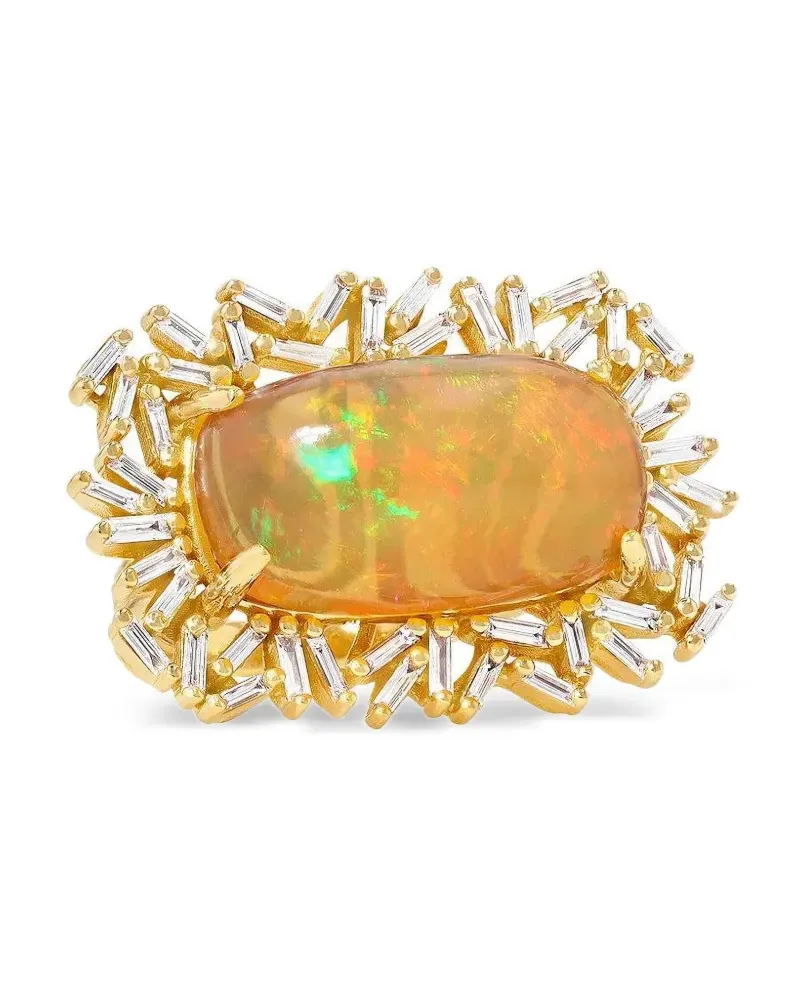 Suzanne Kalan 18kt Rotgoldring mit Diamant und Opal Gold