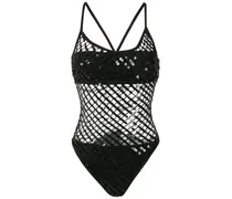 Badeanzug mit Pailletten - Schwarz