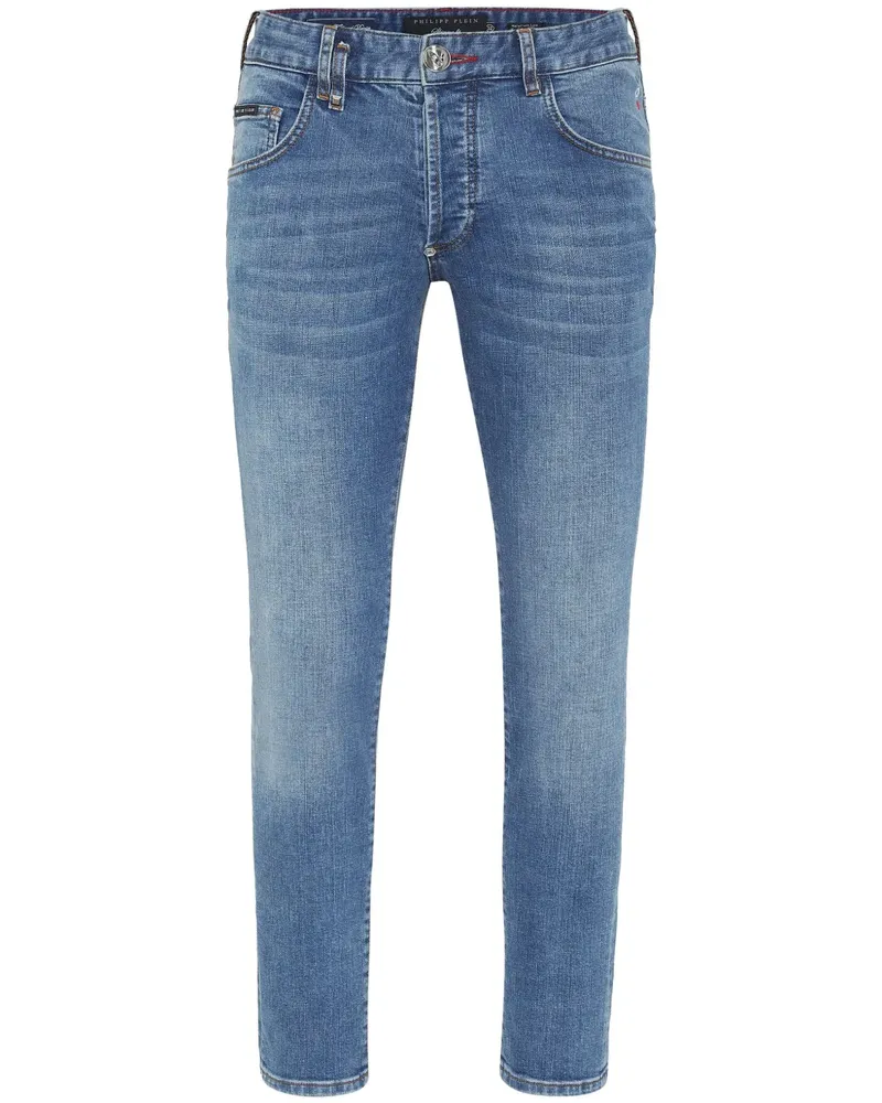 Philipp Plein Halbhohe Skull Skinny-Jeans - Blau Blau