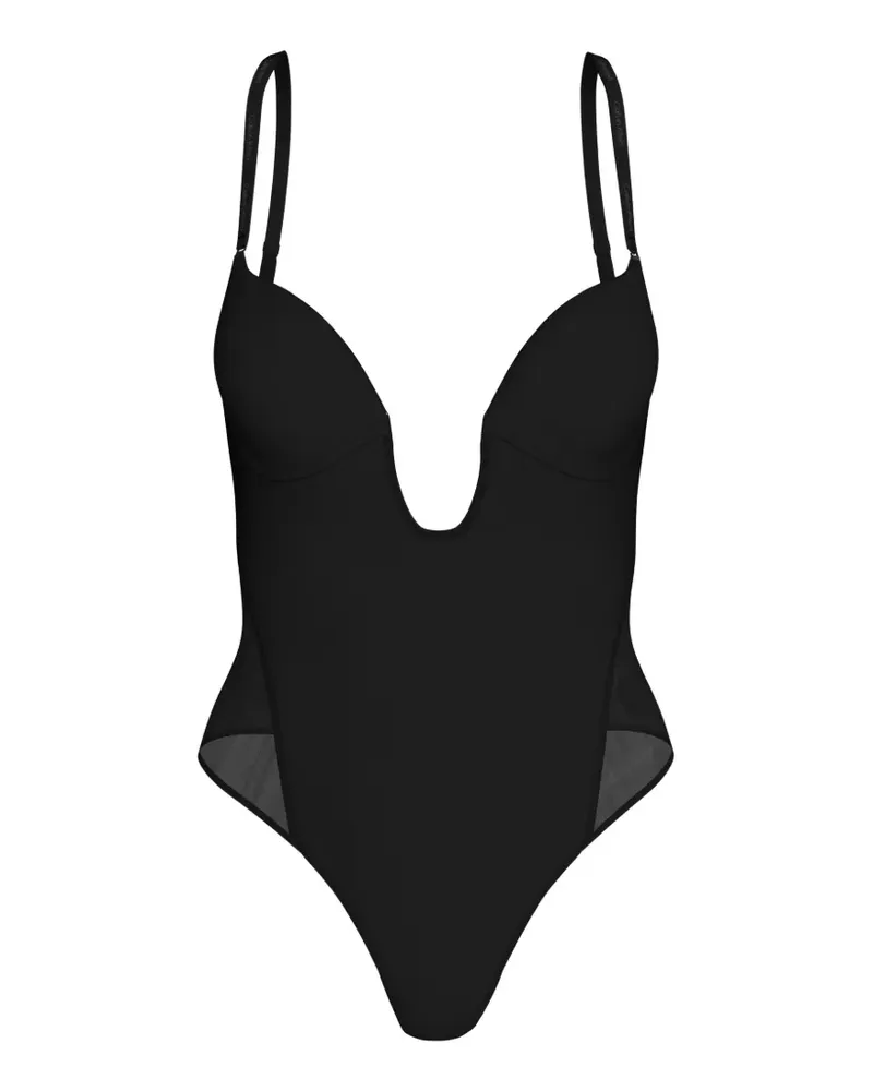 Calvin Klein Mesh-Body mit tiefem Ausschnitt - Schwarz Schwarz