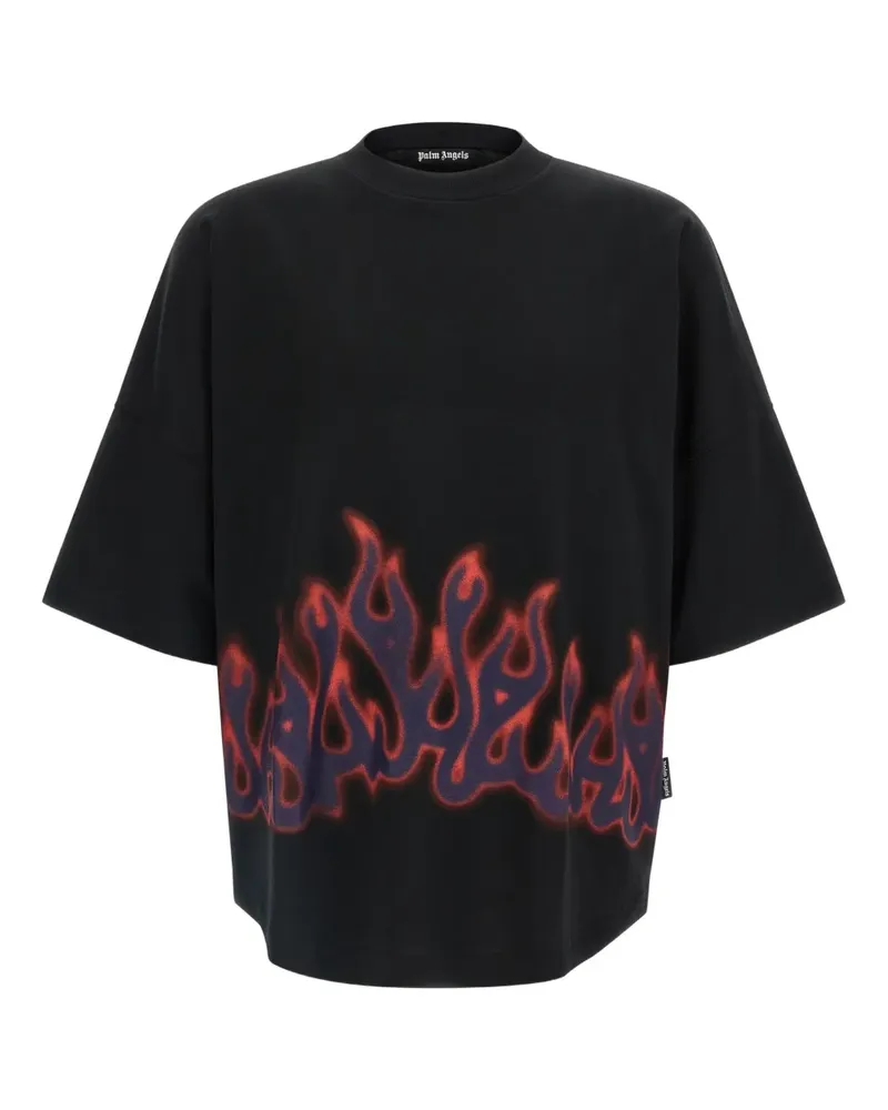 Palm Angels T-Shirt mit Flammen-Print - Schwarz Schwarz