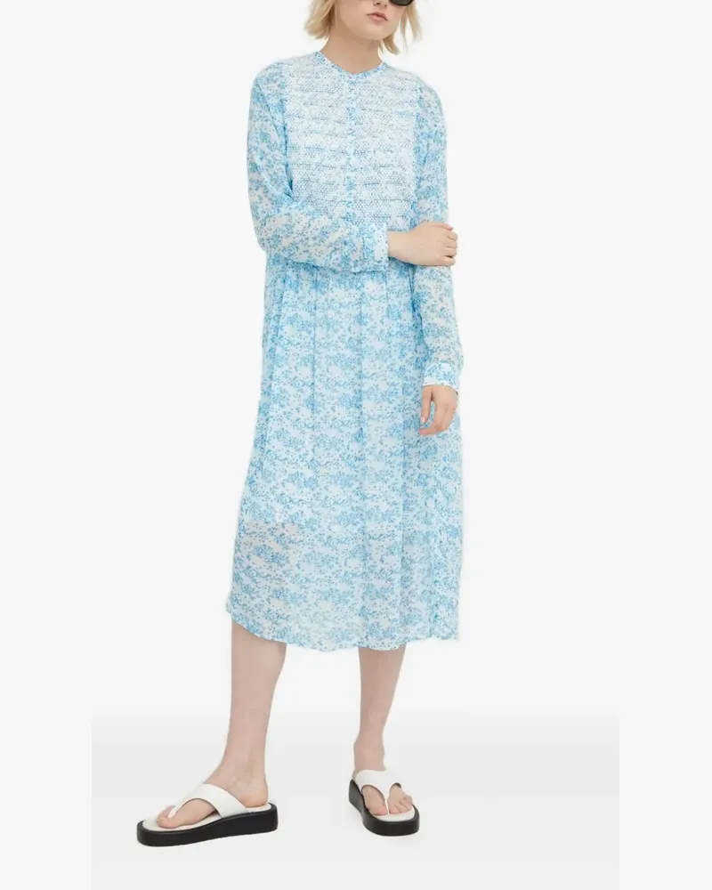Samsøe & Samsøe Gesmoktes Kleid mit Blumen-Print - Blau Blau