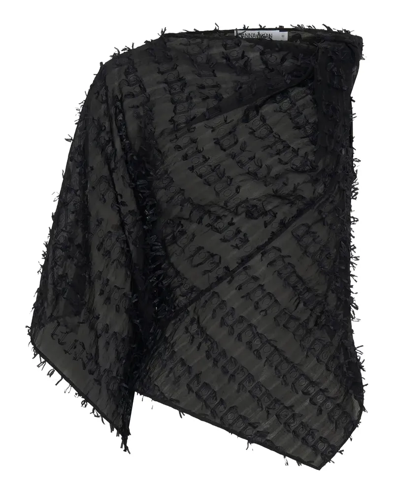 Anna Quan Drapierte Bluse mit Fransen - Schwarz Schwarz