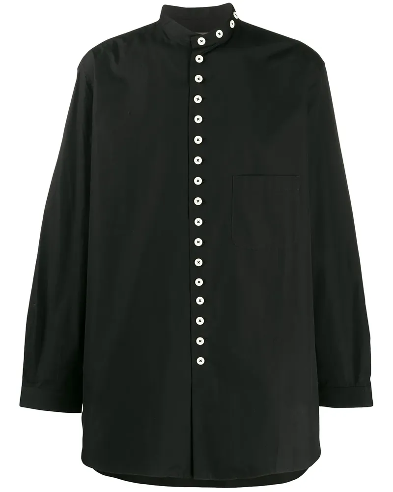 Yohji Yamamoto Hemd mit Kontrastknöpfen - Schwarz Schwarz
