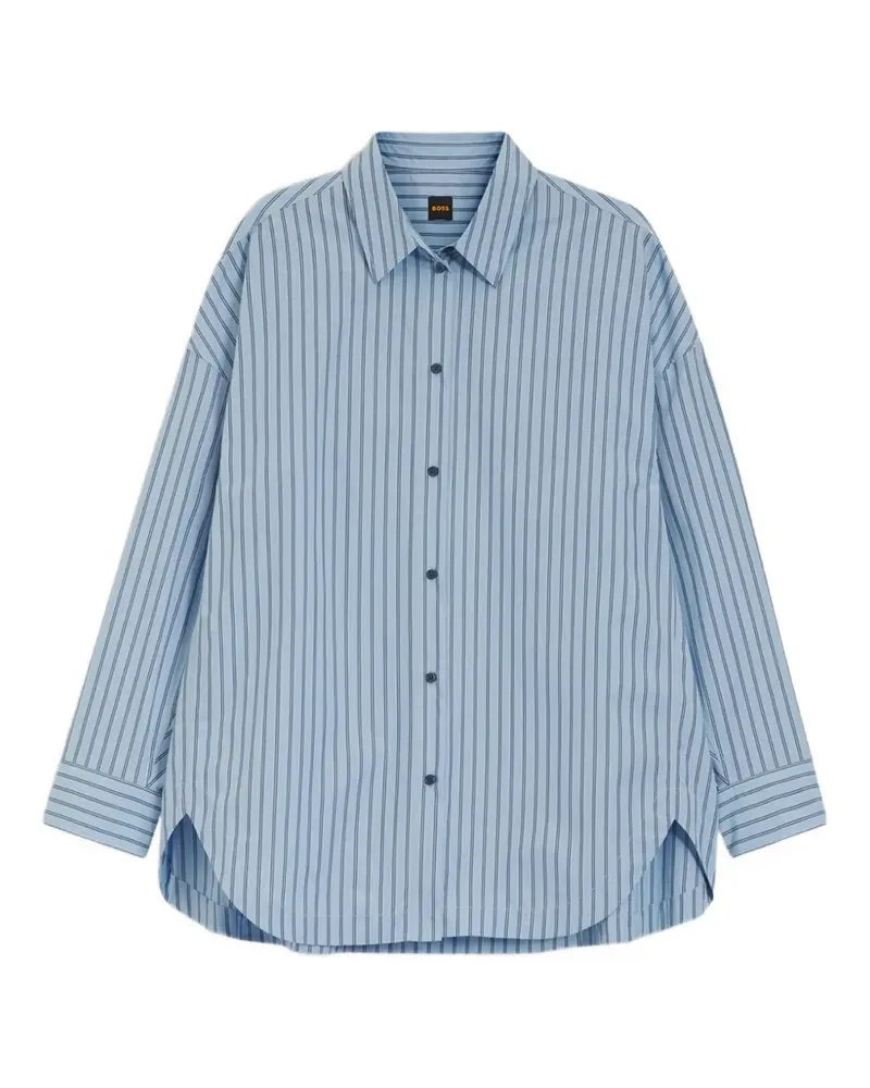 HUGO BOSS striped long-sleeve oversized-fit shirt - Blau Blau