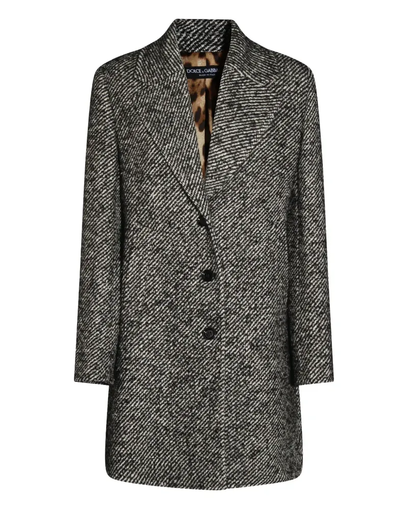 Dolce & Gabbana Tweed-Mantel mit Fischgrätenmuster - Schwarz Schwarz