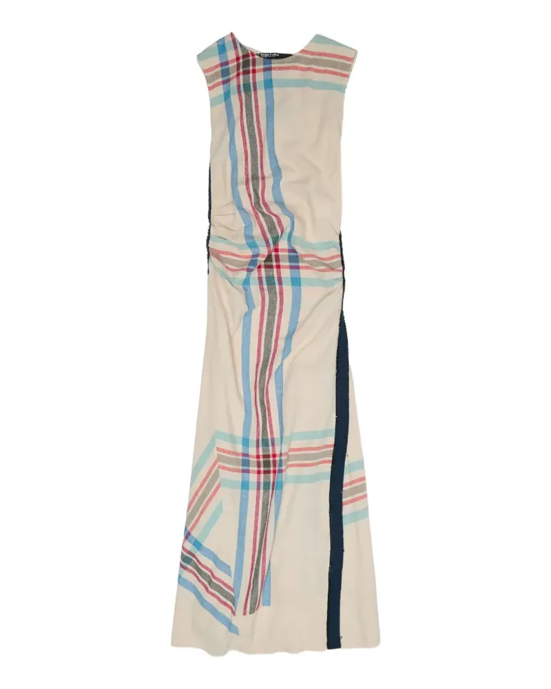 BIMBA Y LOLA Kariertes Maxikleid mit Fransenbesatz - Nude Nude