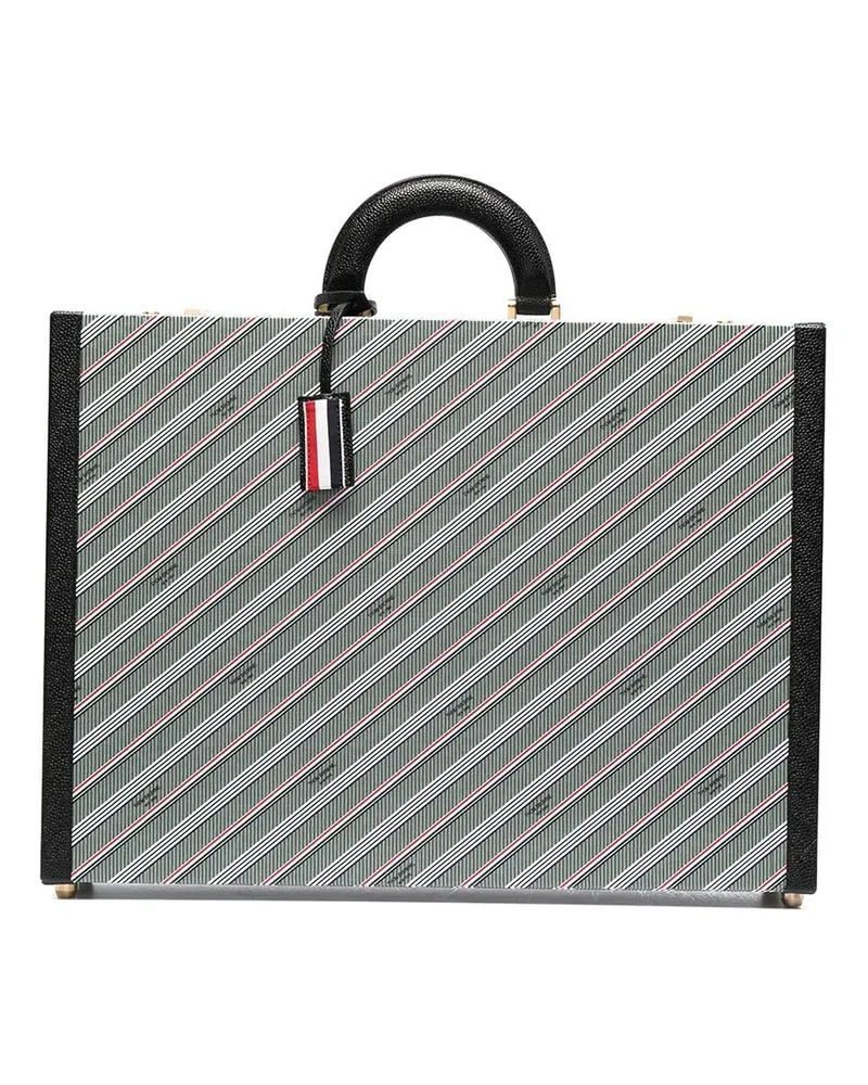 Thom Browne Aktentasche mit Logo-Print - Grau Grau