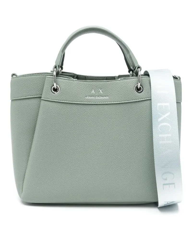 Armani Exchange Mittelgroße Tote Bag mit Logo-Stempel - Grün Grün