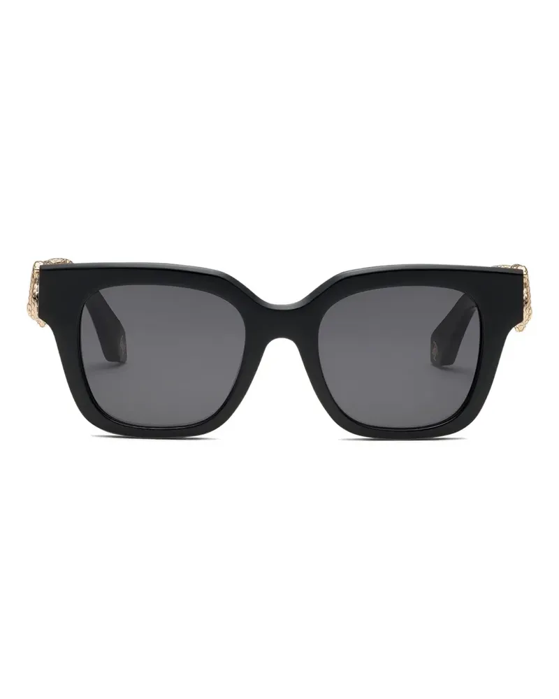 Roberto Cavalli Eckige Sonnenbrille mit goldfarbenen Details - Schwarz Schwarz