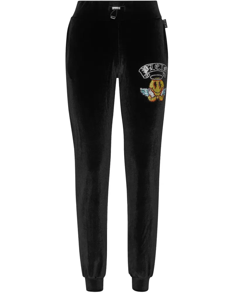 Philipp Plein Jogginghose in Samtoptik - Schwarz Schwarz