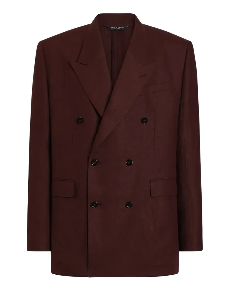 Dolce & Gabbana Leichte, zweireihige Sicilia Jacke aus Canvas und Leinen - Braun Braun
