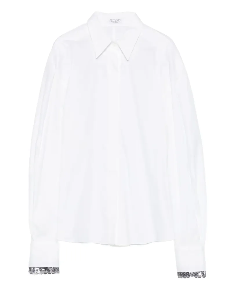 Brunello Cucinelli Verziertes Hemd mit spitzem Kragen - Weiß Weiß