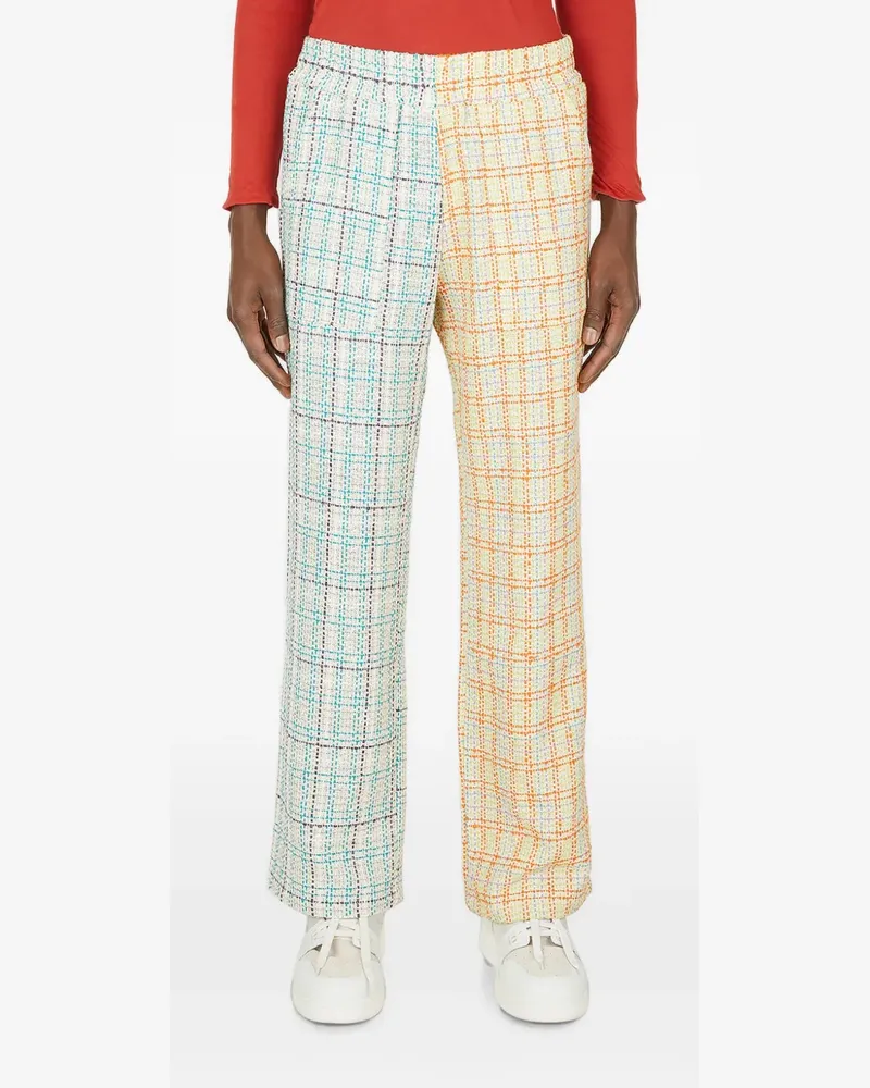 (di)vision check-pattern contrasting-panel trousers - Blau Blau