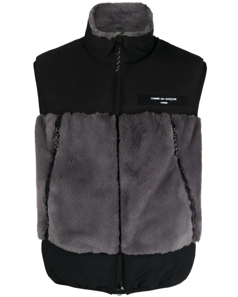 Comme des Garçons Weste aus Faux Shearling mit Logo-Patch - Grau Grau