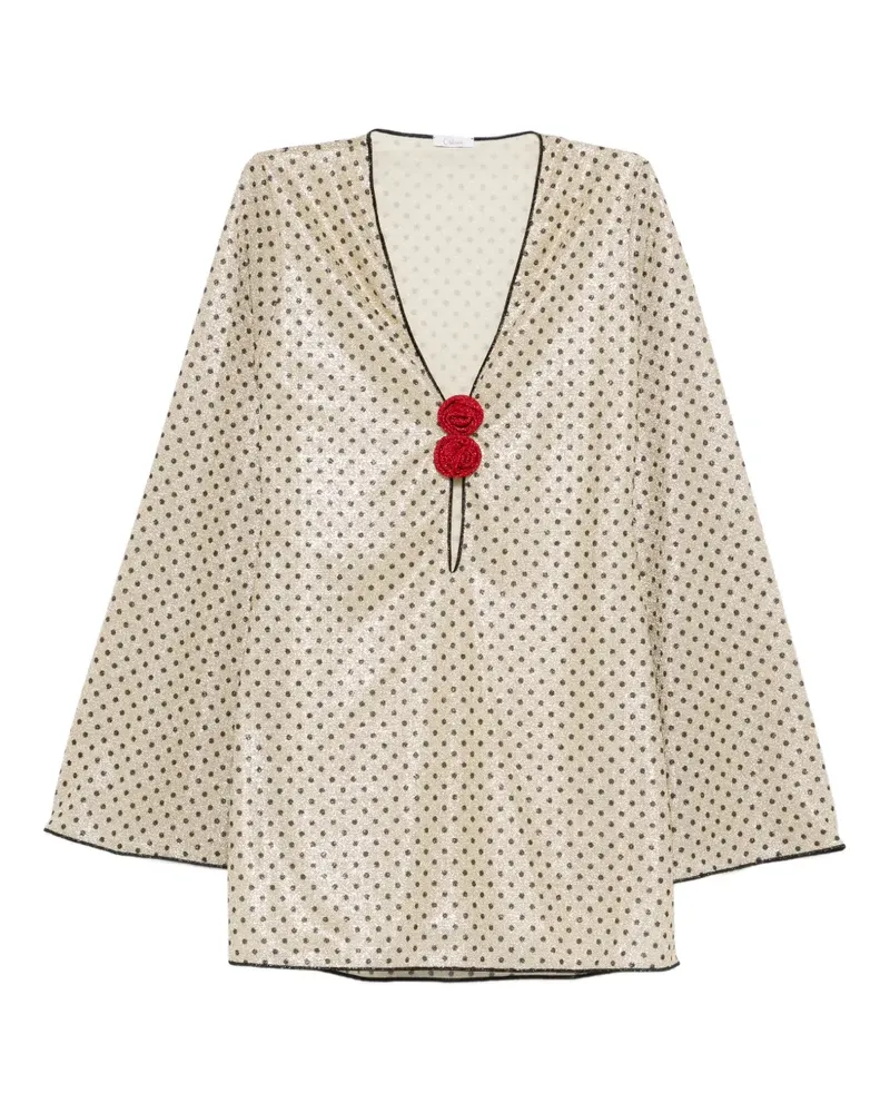 Oséree polka-dot rose-detail beachwear - Nude Nude