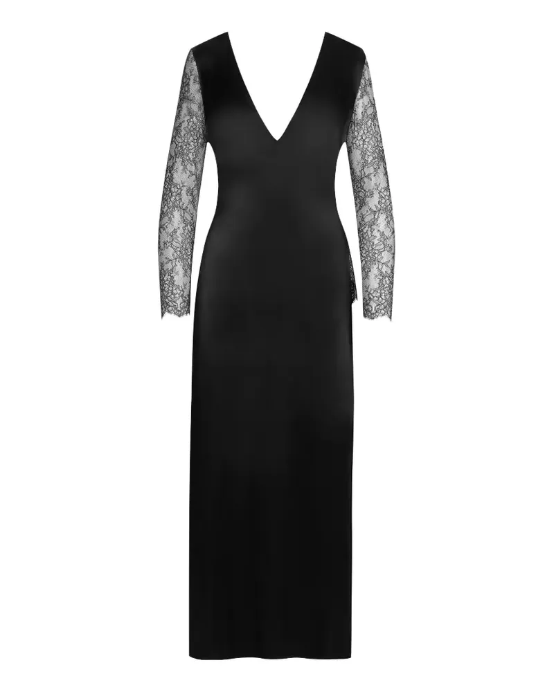 Maison Close Nachthemd aus Satin - Schwarz Schwarz