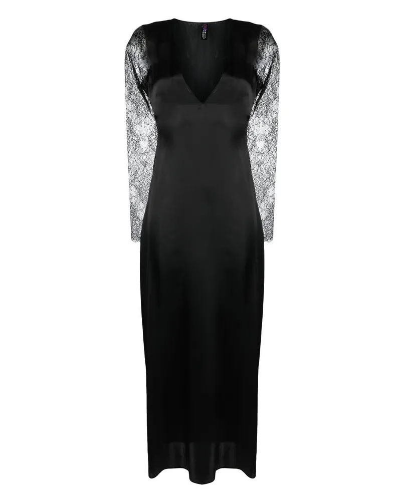 Maison Close Nachthemd aus Satin - Schwarz Schwarz