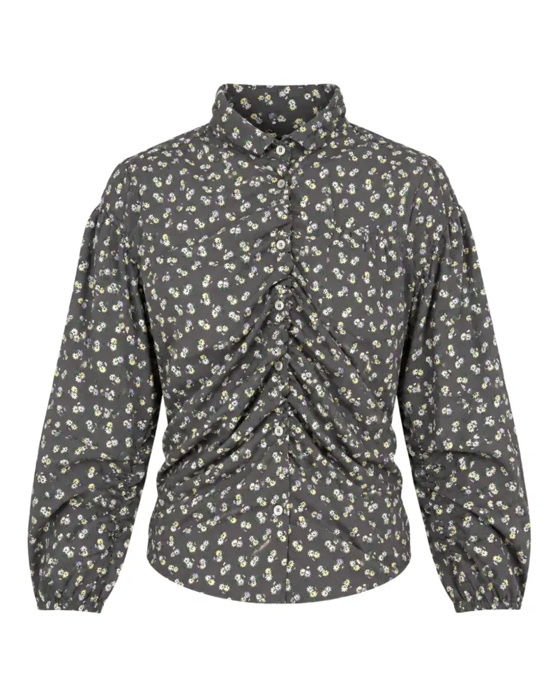 MSGM floral-print ruched shirt - Grau Grau