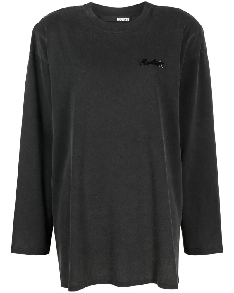 ROTATE Birger Christensen T-Shirt mit Pailletten - Schwarz Schwarz