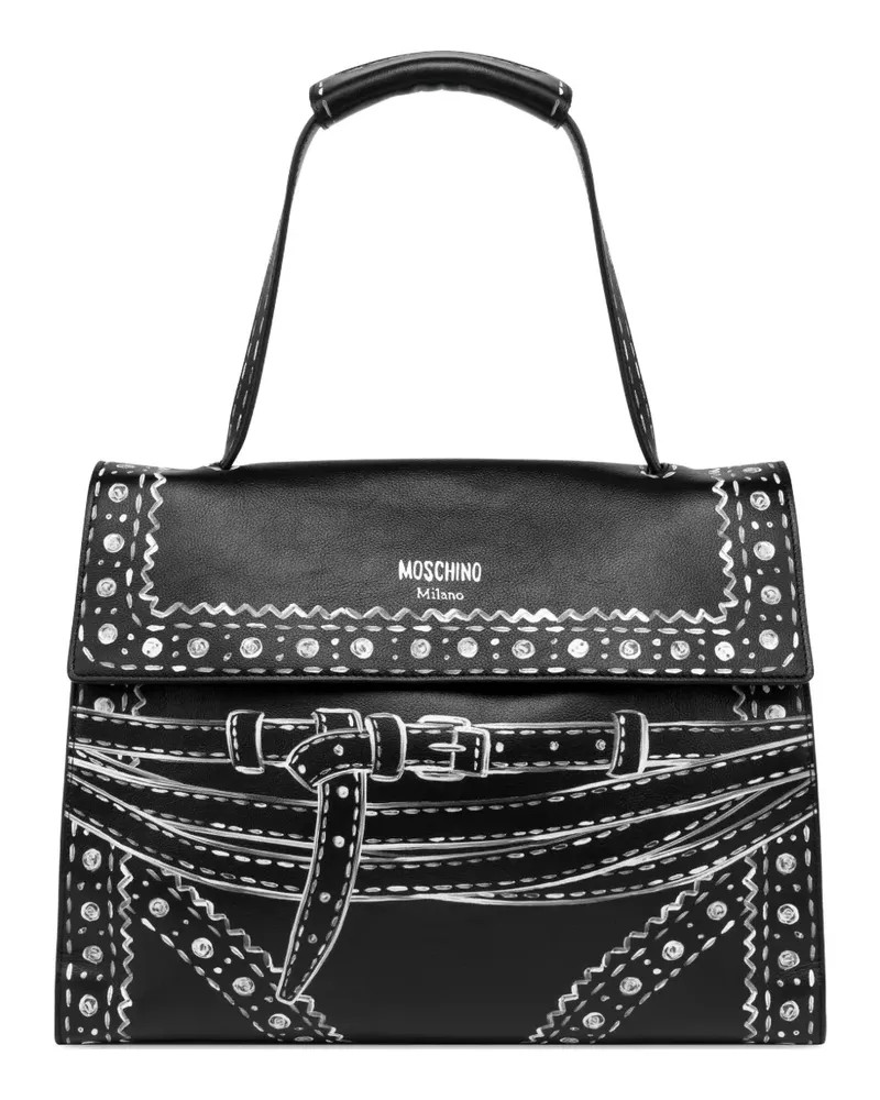 Moschino Schultertasche mit Kreide-Print - Schwarz Schwarz