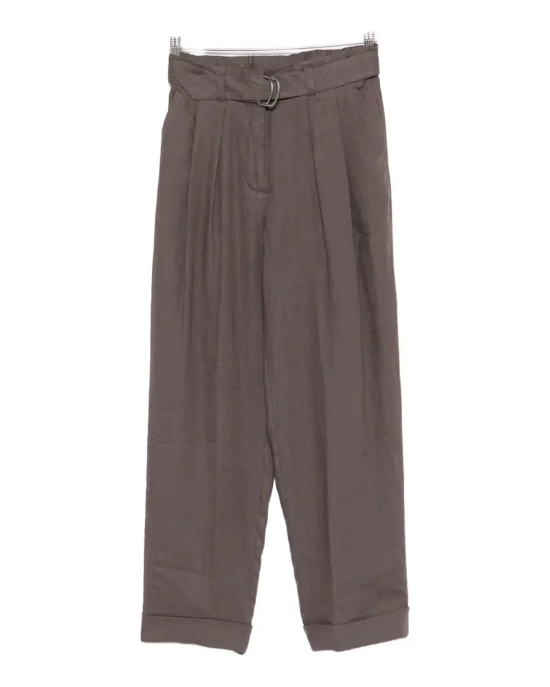 PANICALE Cashmere belted pleated trousers - Braun Braun