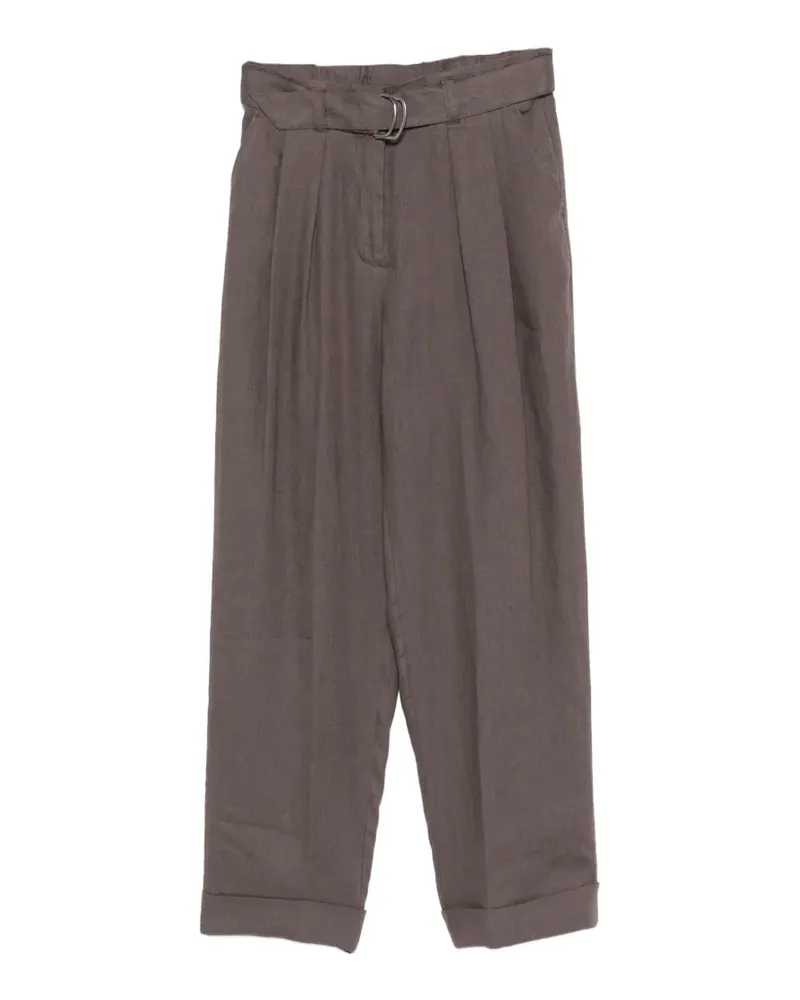 PANICALE Cashmere belted pleated trousers - Braun Braun