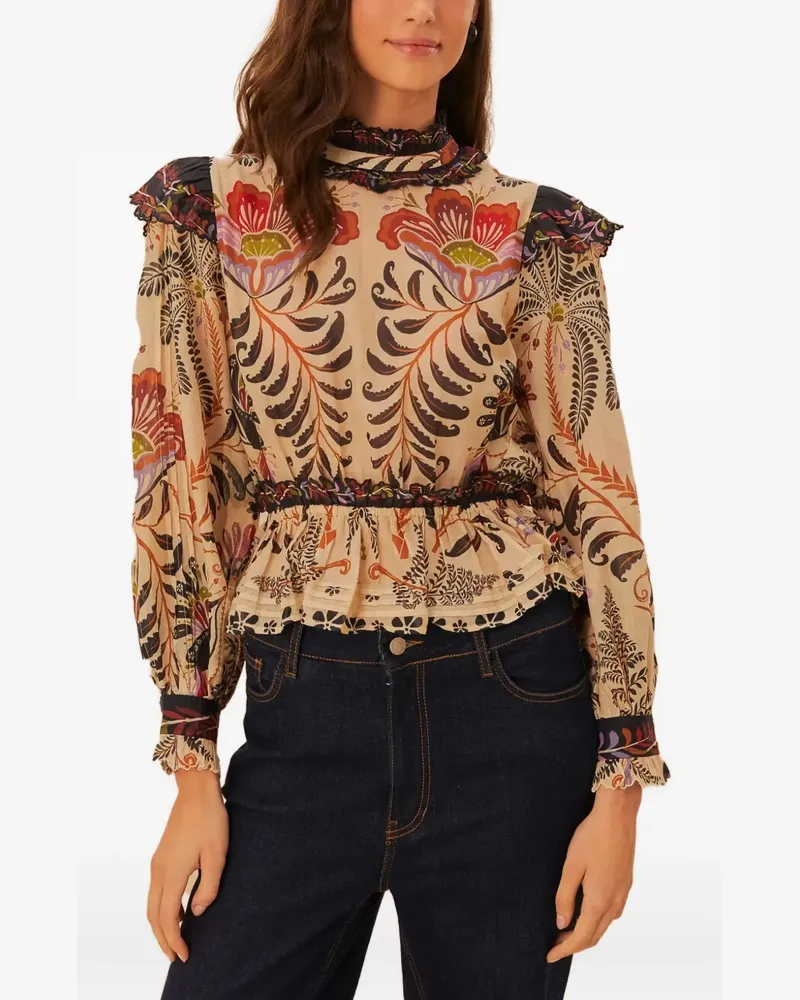 FARM Rio floral-print blouse - Nude Nude